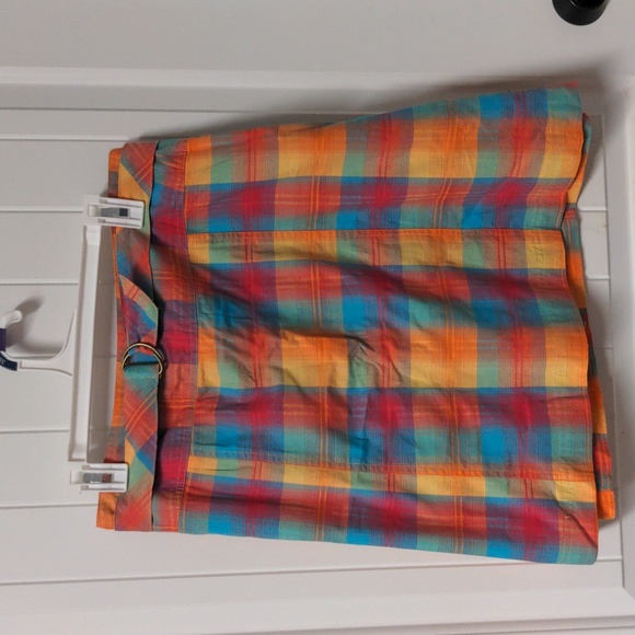White Stag Pants - EUC White Stage Skort Size 16 Belted Hidden Side Zip Stretchy Plaid